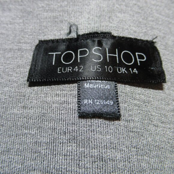 TopShop Peplum V Neck Zip Front Jacket Heather Gray US 10 EUC Long Sleeve Blazer - Picture 9 of 16